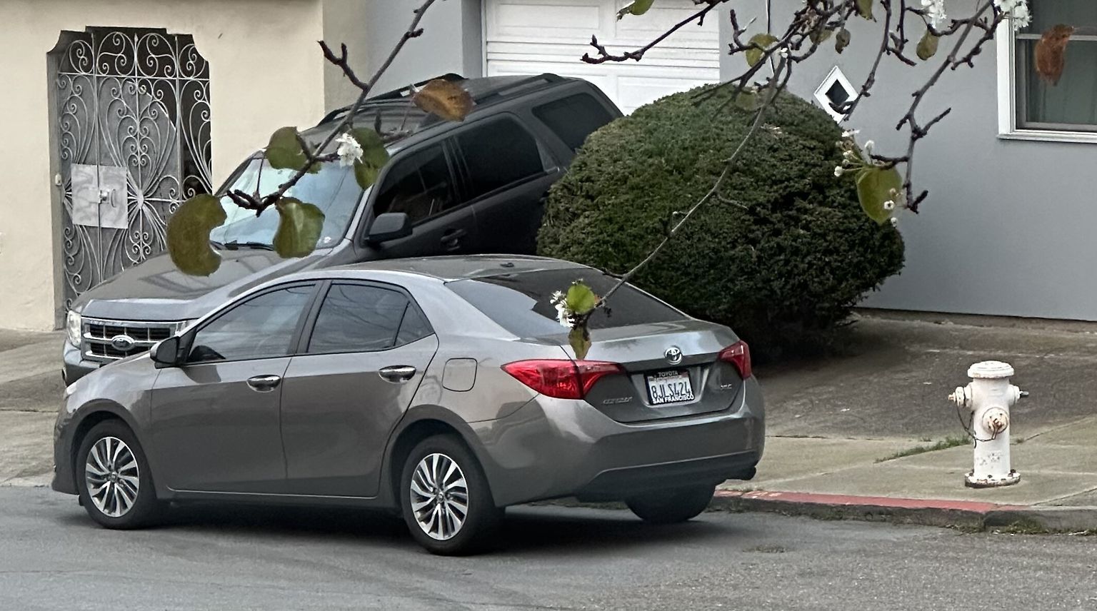 Photo of car in the street with license plate 8JLS424 in California