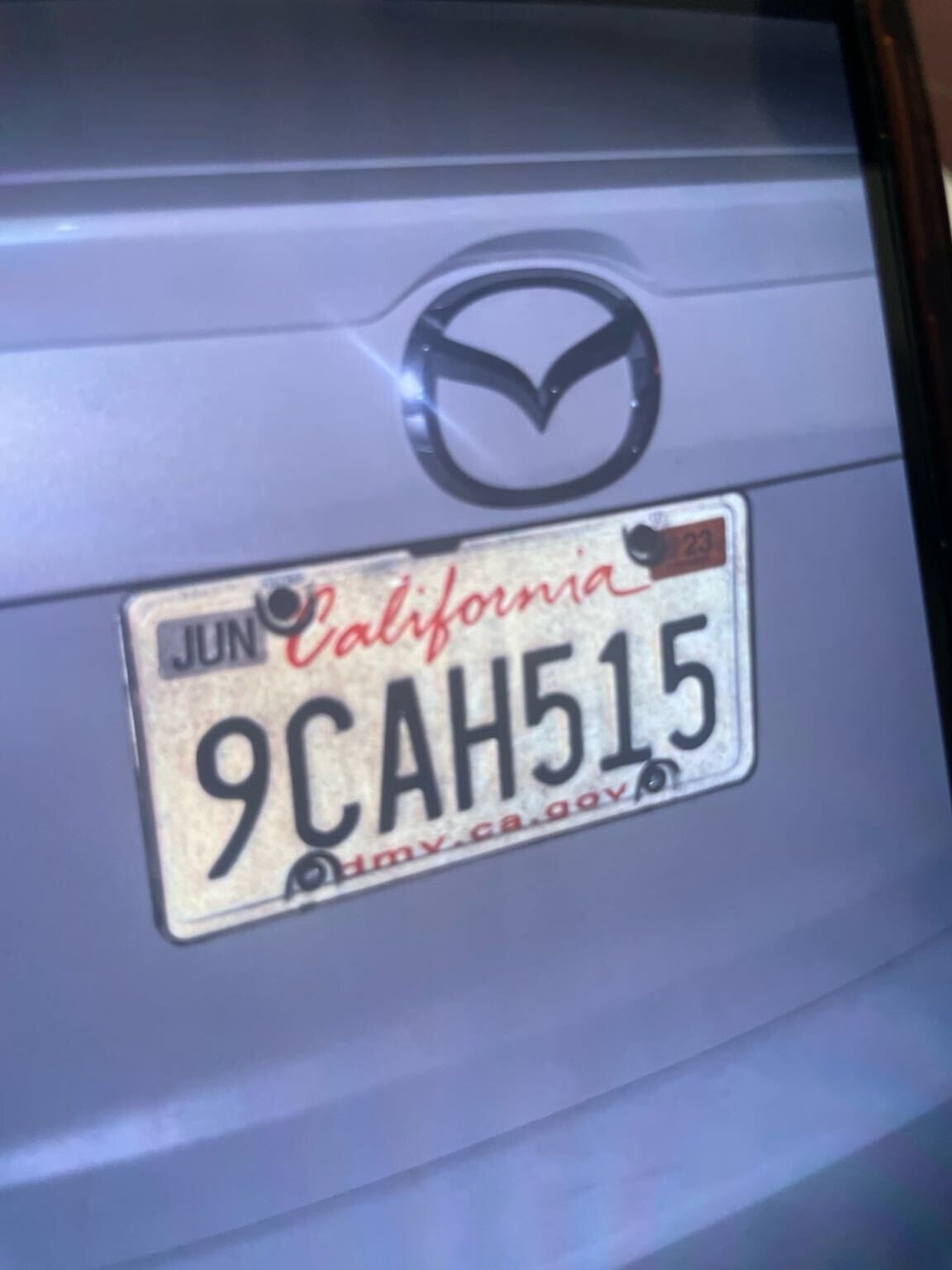 Photo of car in the street with license plate 9CAH515 in California