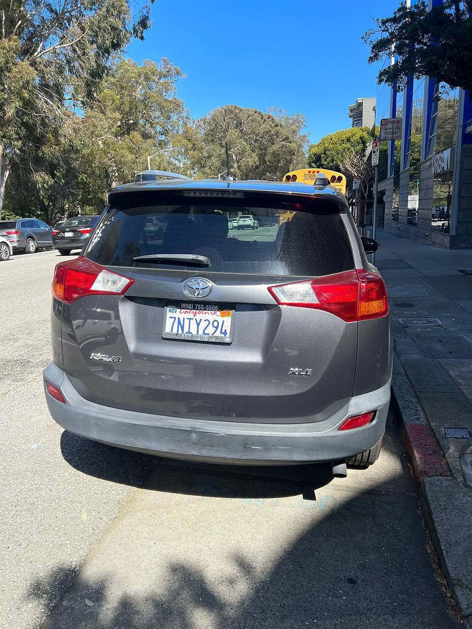 Photo of car in the street with license plate 7NIY294 in California